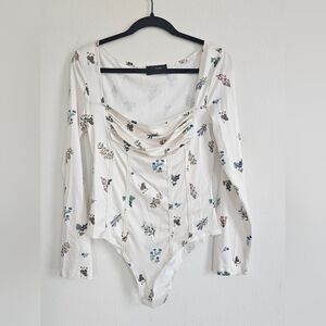 Cider Cream Ruched Long Sleeve Bodysuit